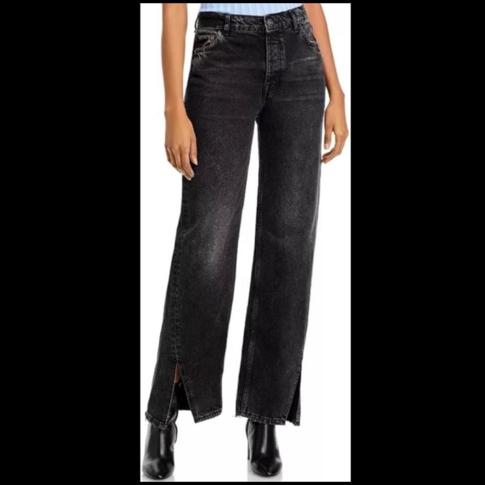 We The Free / Free People Women's Black Denim with Side Slit